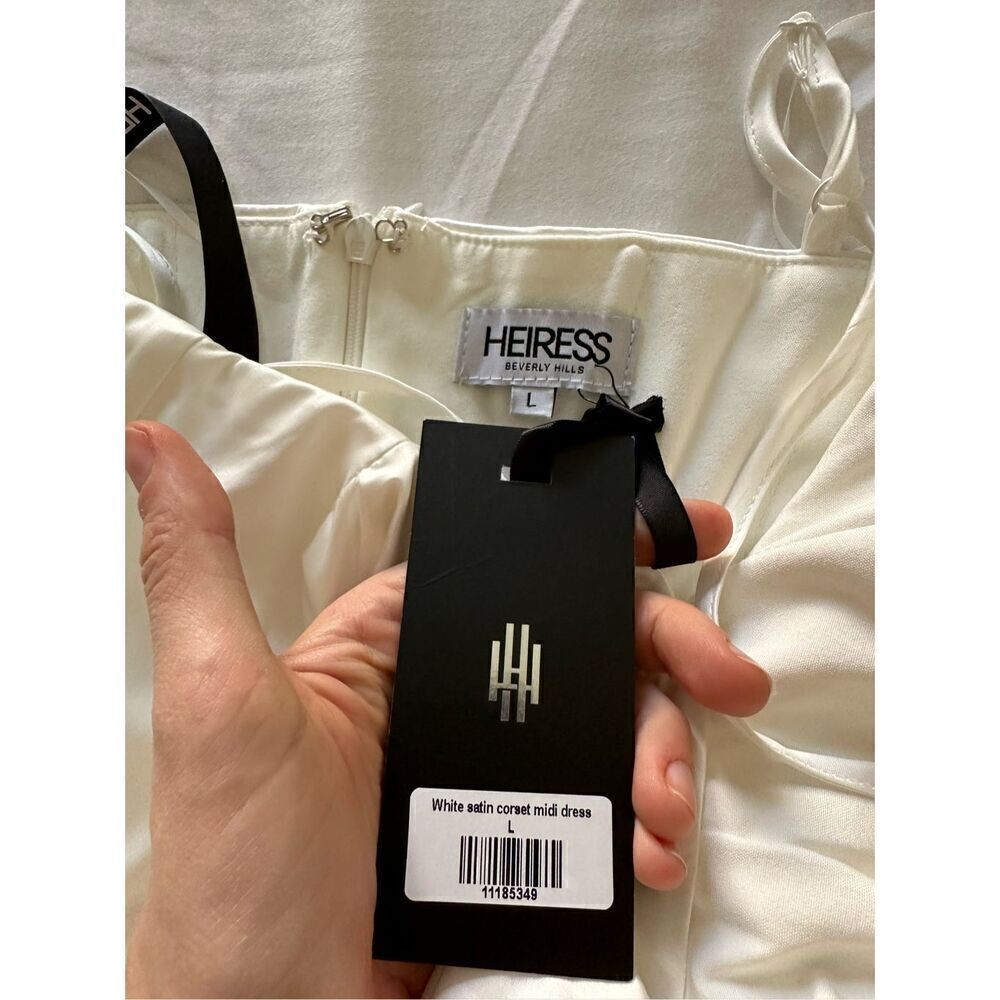 NWT Heiress Beverly Hills White Satin Corset Midi Dress Size Large - Picture 5 of 8